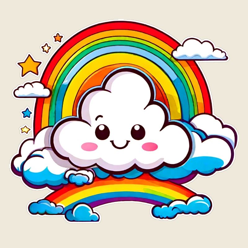 Nuage mignon avec arc-en-ciel