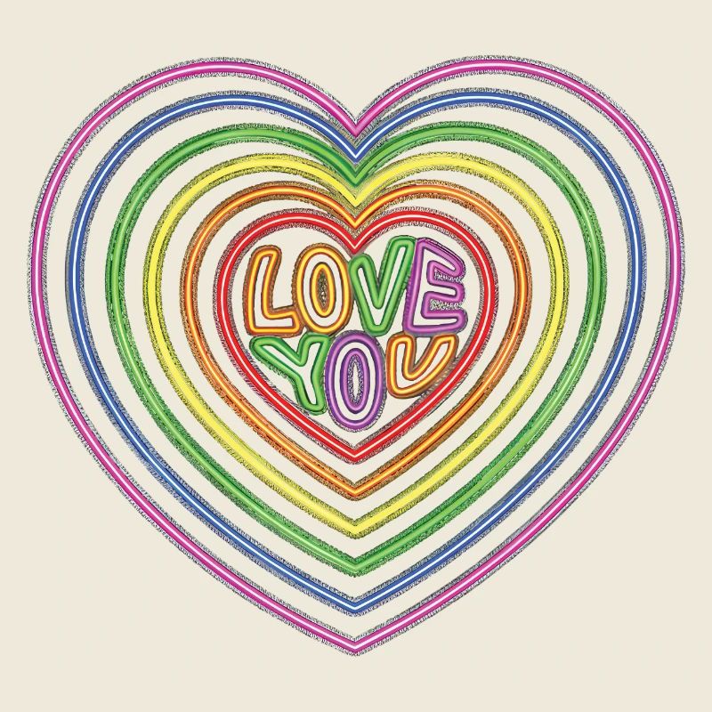 Texte coloré Love You Shaped Hearts Impression