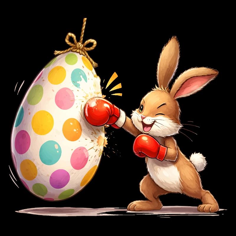 Boxender Osterhase mit Osterei-Boxsack 