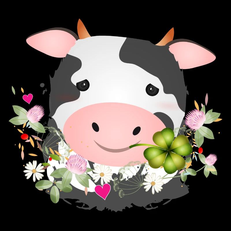 Vache mignonne avec trèfle pour les fans de ferme