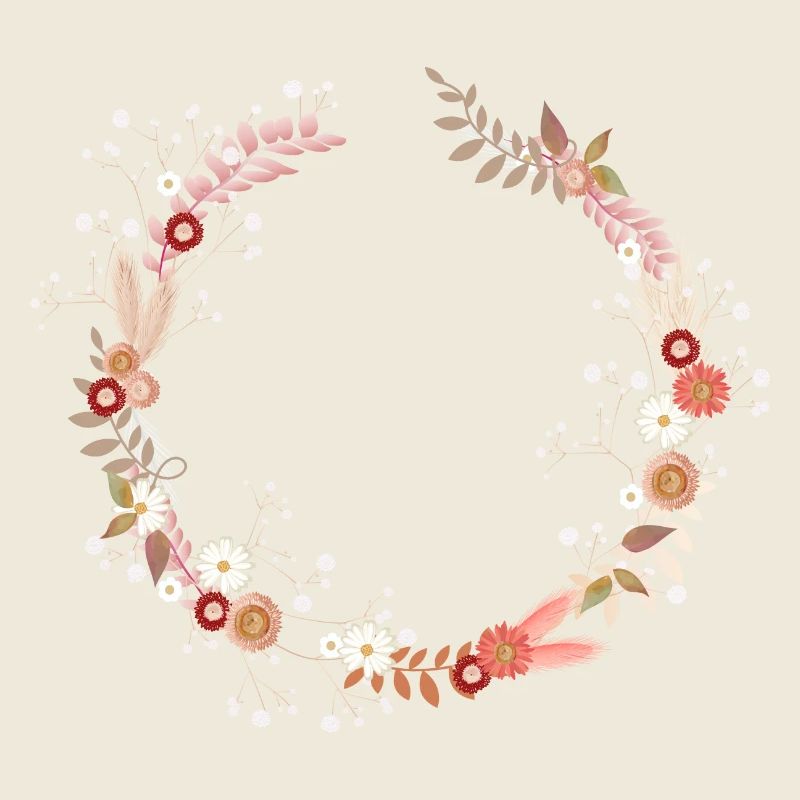Couronne de fleurs séchées avec l’Illustration de l’haleine de bébé