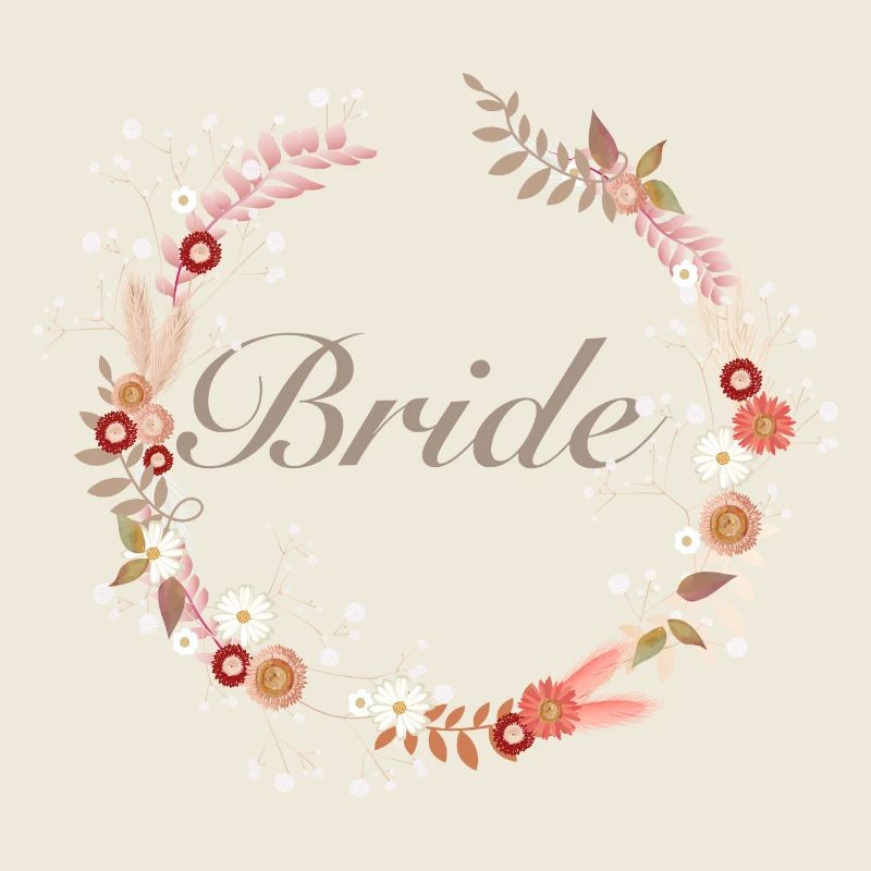 Couronne de mariée dans des tons délicats avec lettrage