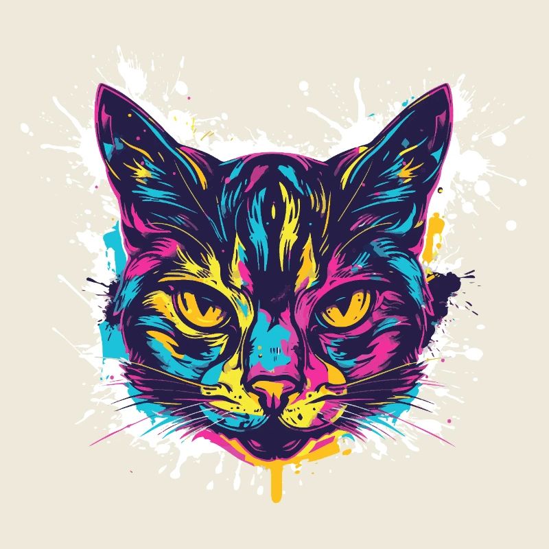 Cat Splatter Paint Blobs