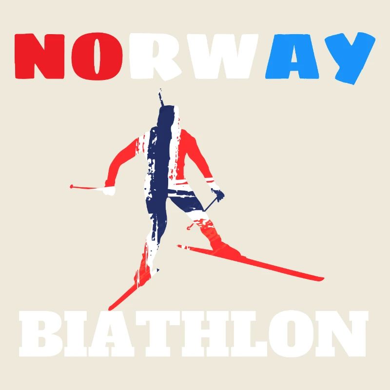 Silhouette biathlète avec drapeau norvégien 