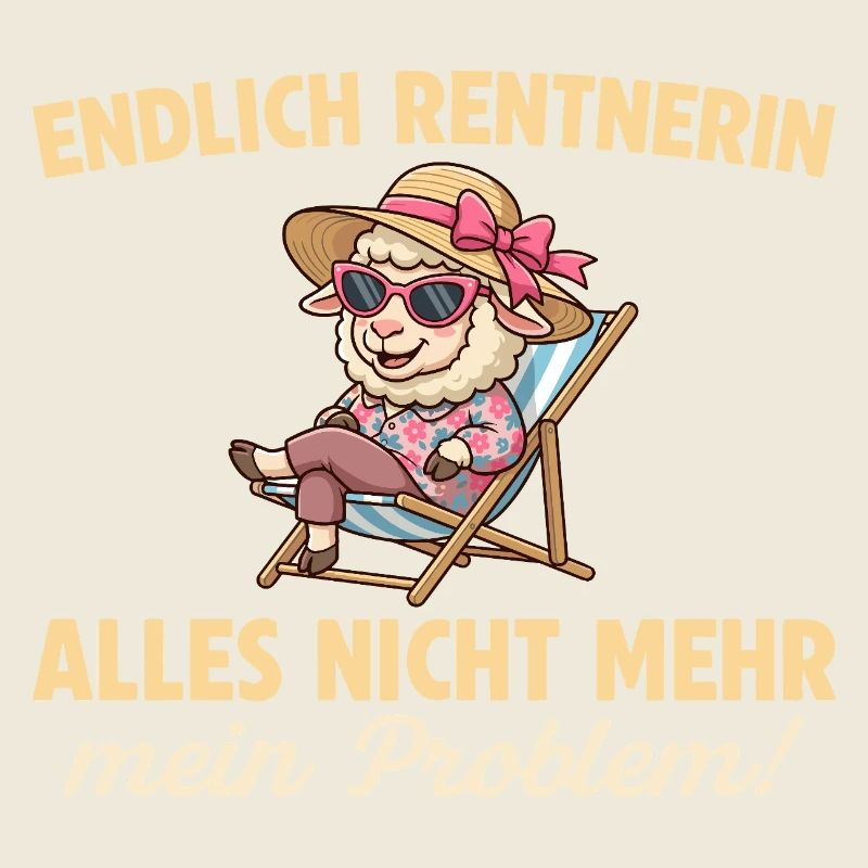 Endlich Rentnerin – Schaf im Liegestuhl