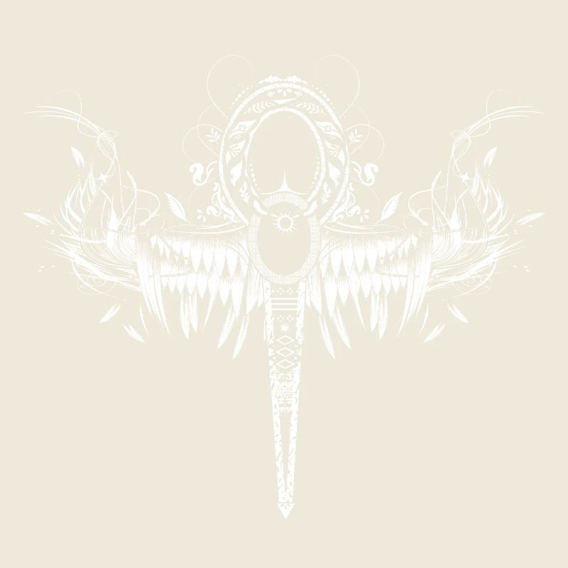 Mystical ankh with wing ornament