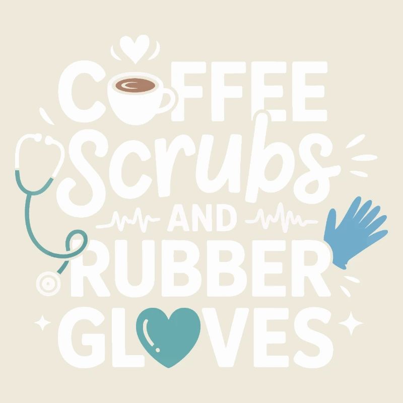 Kaffee Scrubs und Gummihandschuhe