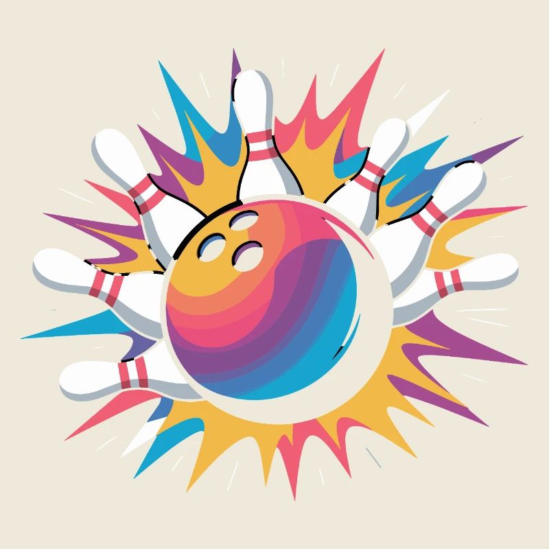  Bowling Ball Strike Mit Bunter Explosion Und Pins