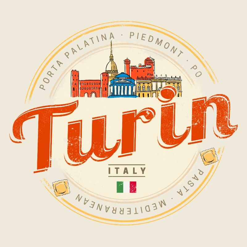 Souvenir vintage de la silhouette du Piémont de Turin