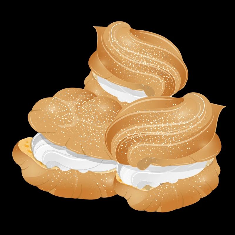 Illustration von drei gefüllten Windbeutel