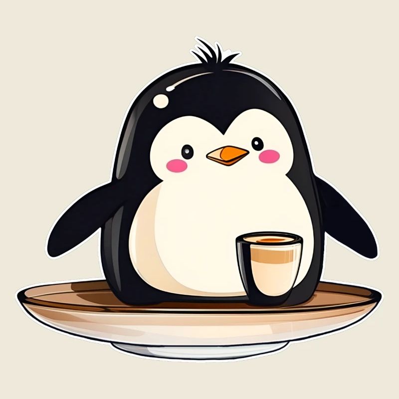 Niedlicher Pinguin mit Kaffee III