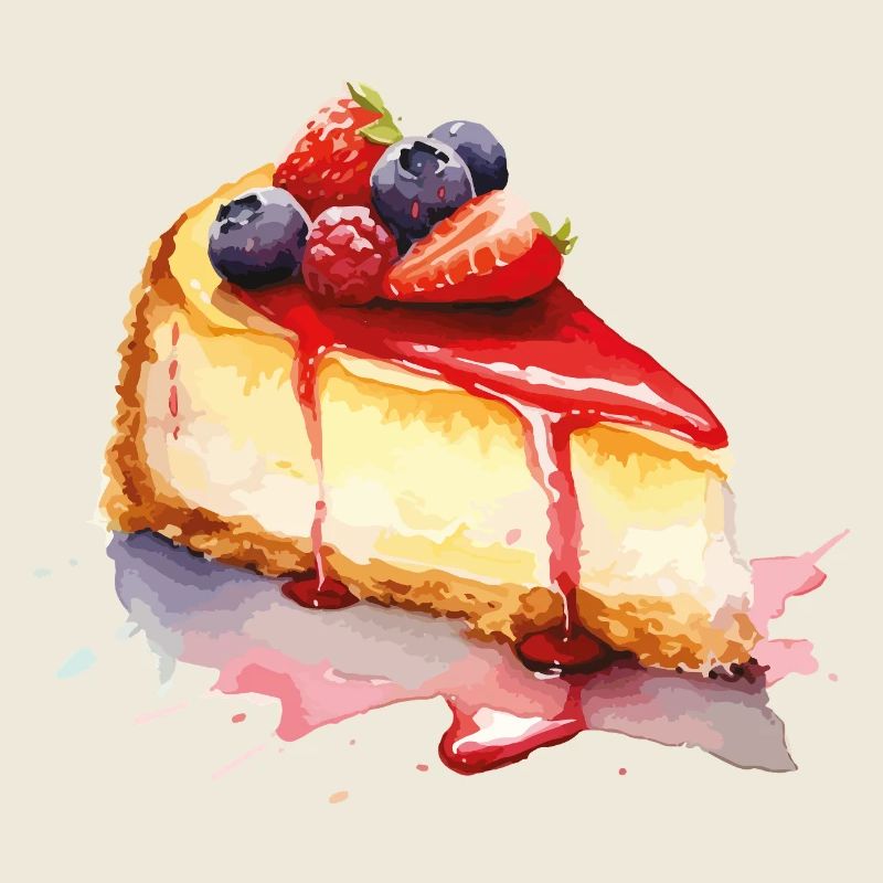 Gâteau au fromage Aquarelle Fruit Graphique
