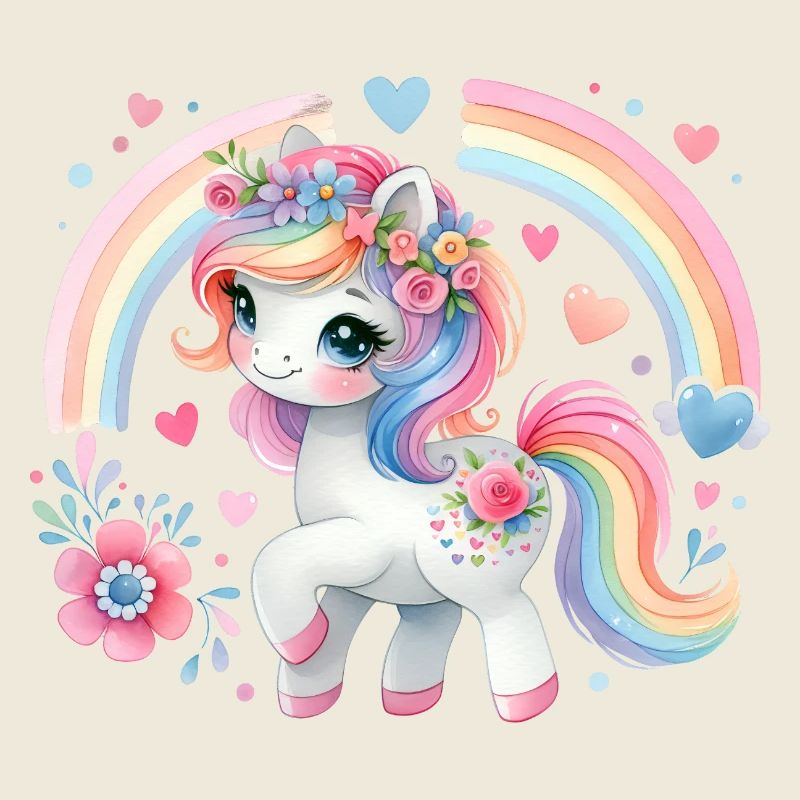 Einhorn Kinder Blumen Mädchen Fabeltier