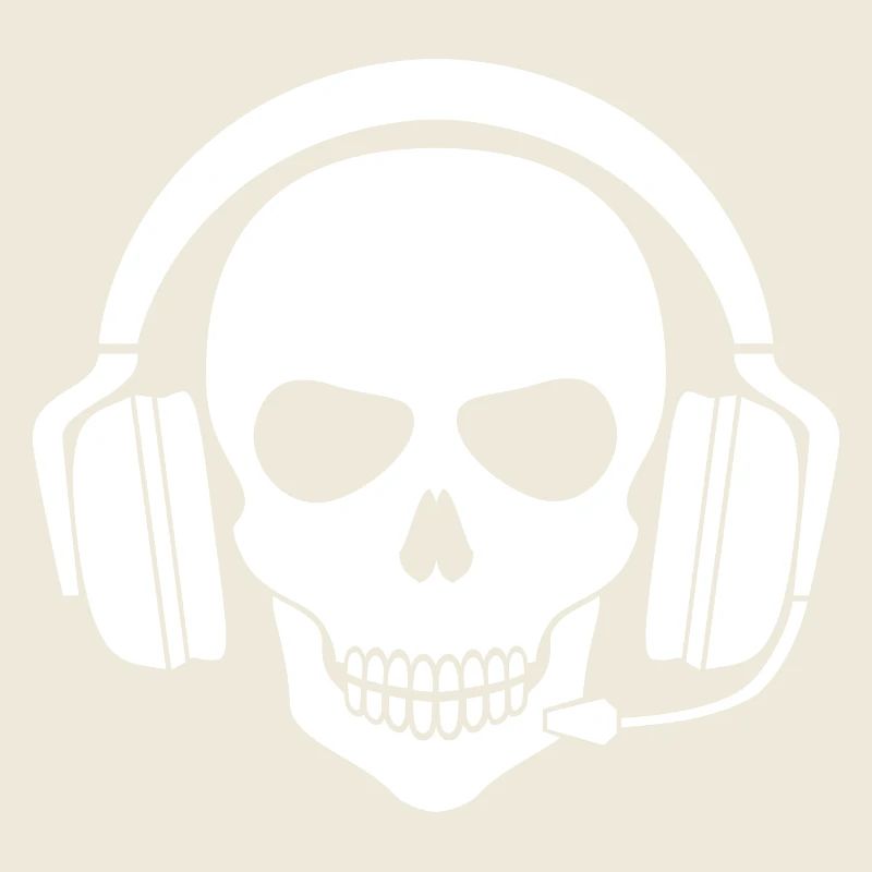 Gamer Skull with Headset (White)