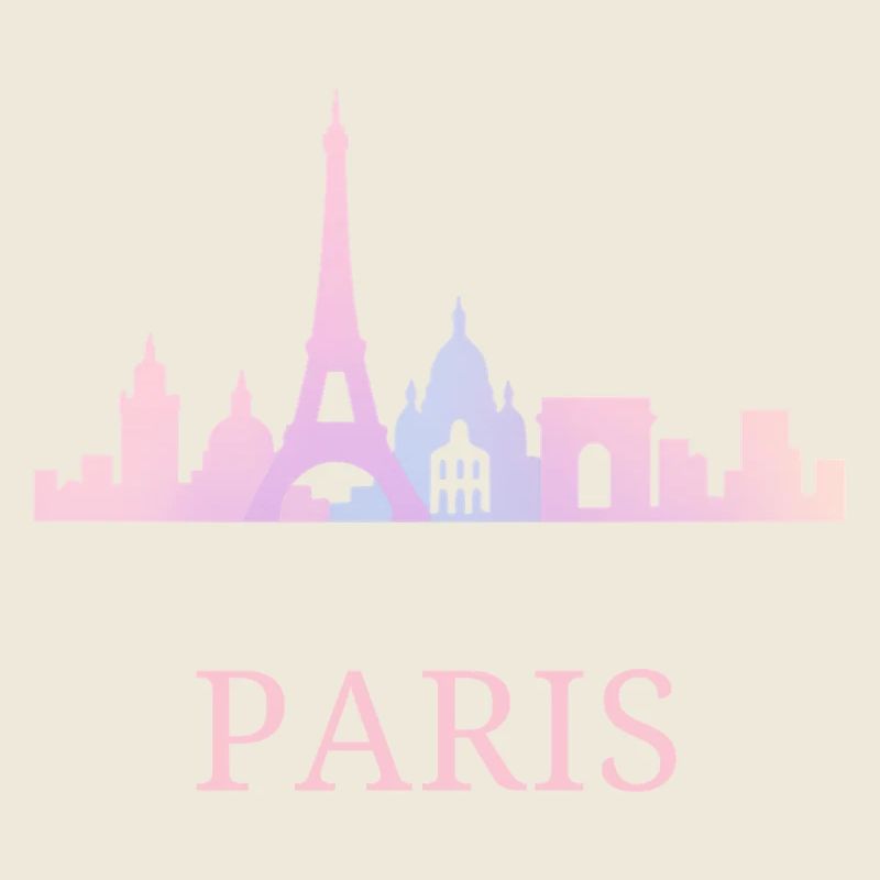 Pastel Paris skyline silhouette vibes