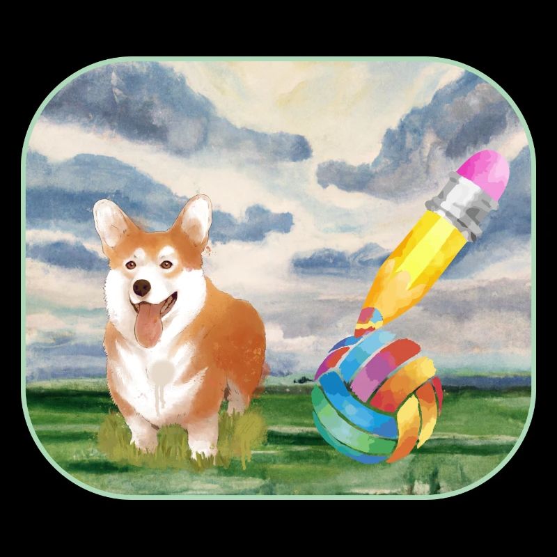 Aquarell Hund mit Ball