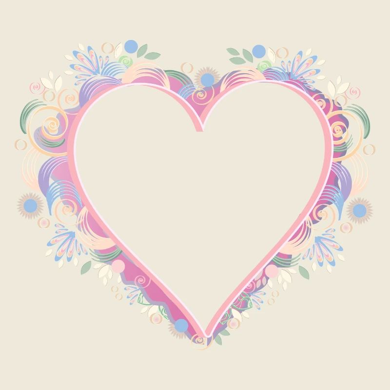Heart frame in pastel colors and quilling look