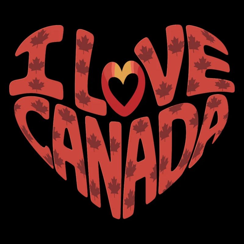 Love Canada heart with maple leaves