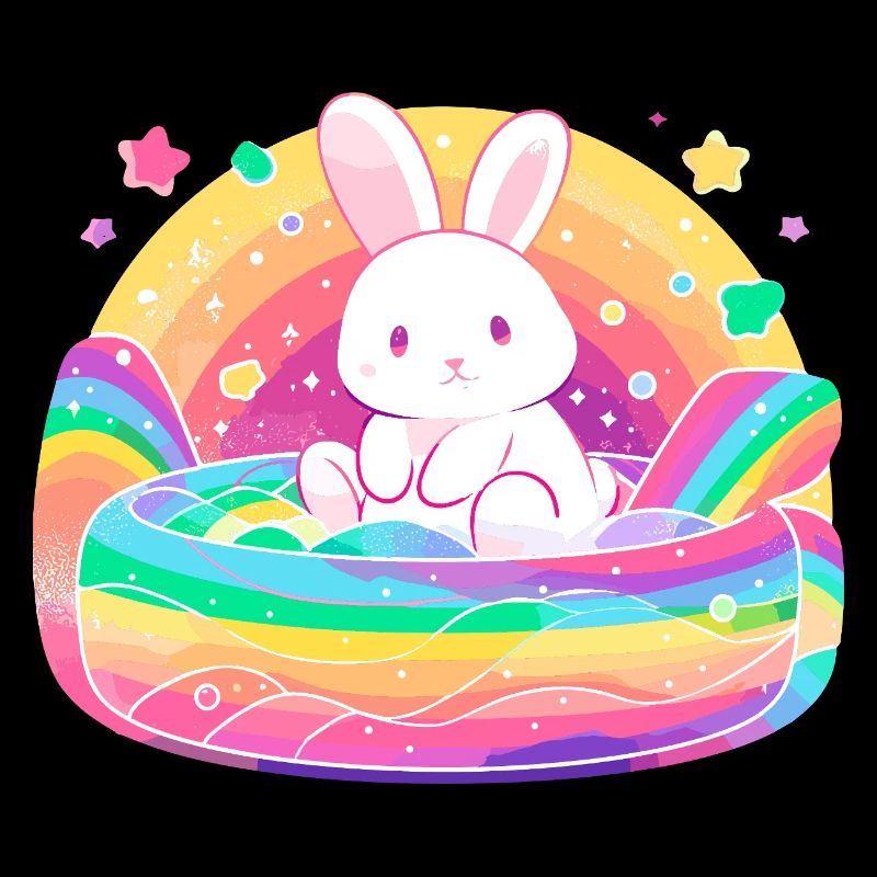 Kawaii Hase im Regenbogen