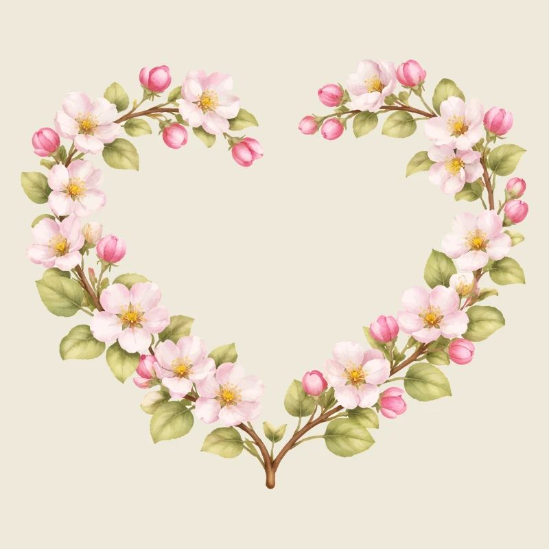 Motif printemps pour cœur en fleurs de pommier