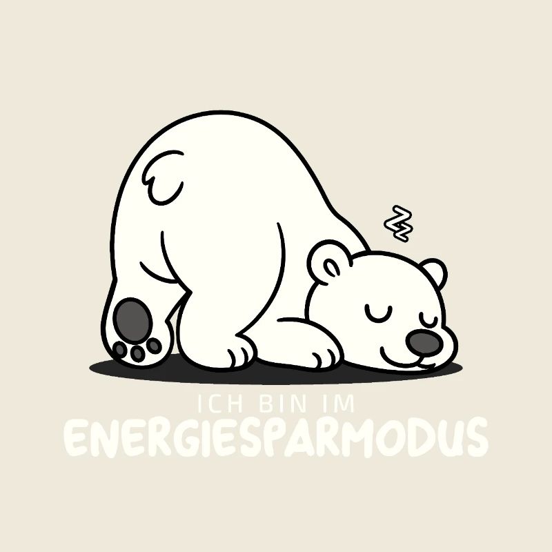Cute sleeping polar bear in energy saving mode