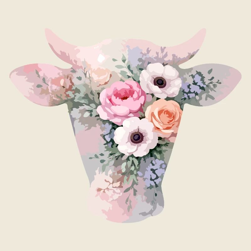 Kuh Silhouette Blumen
