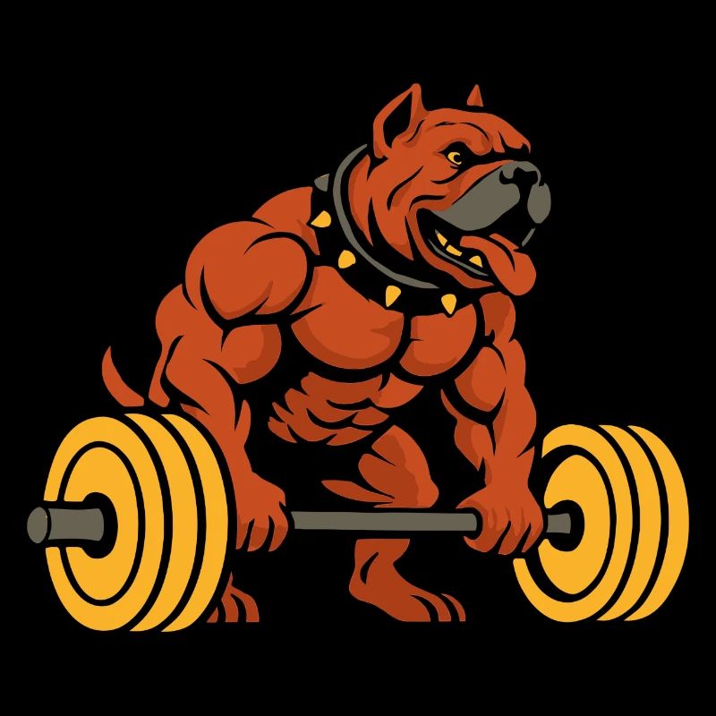 Conception d’haltérophilie bouledogue musclé