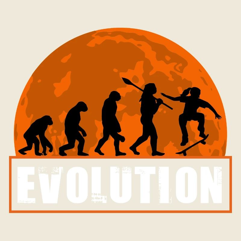 Évolution du skateur rétro au coucher de soleil en skateboard