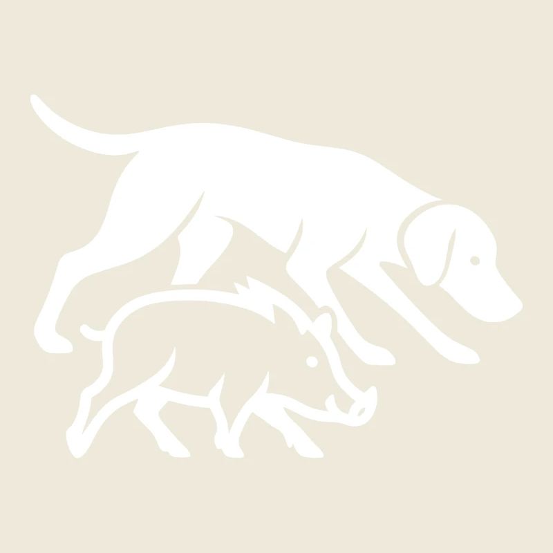 Chien de chasse et sanglier silhouette minimale – Extérieur