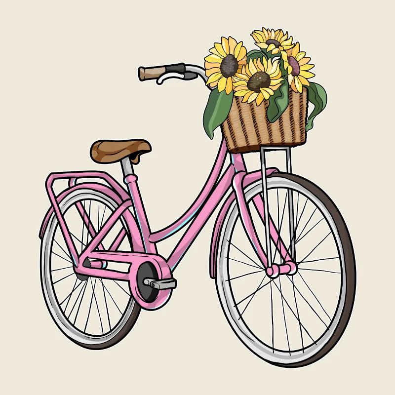 Vélo de dames avec panier de fleurs