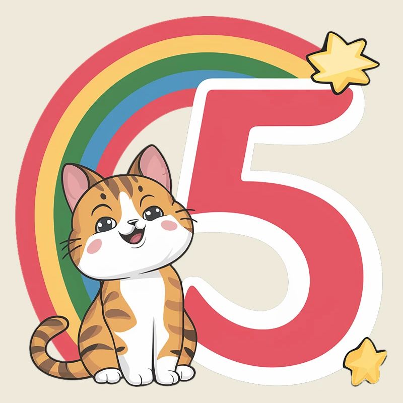 Cute Cat - 5th Birthday - 5 Years
