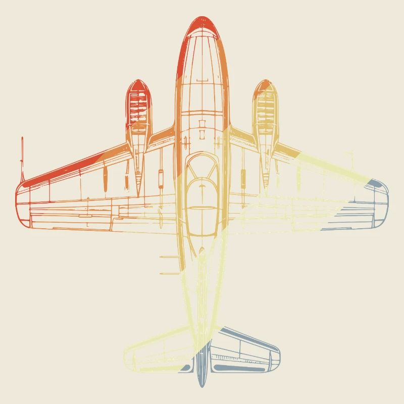 Vintage Airplane Line Art