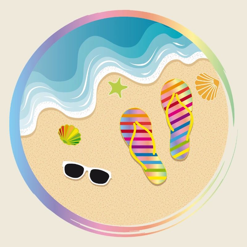 Flip-Flops im Regenbogen-Design am Sandstrand