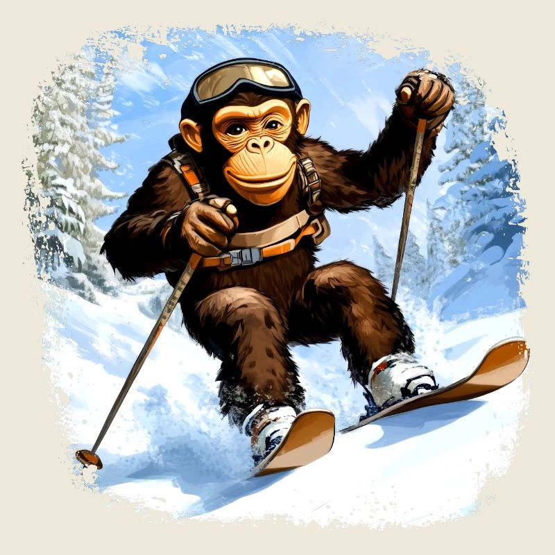 Affen Ski / Skifahrer Affe