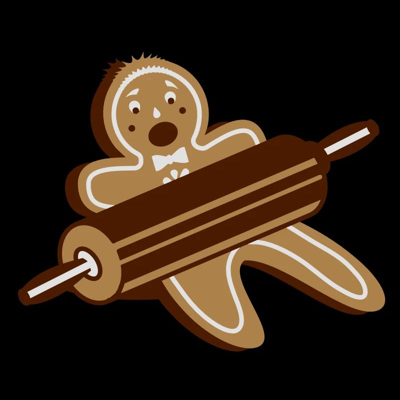 A rolling pin and a gingerbread man