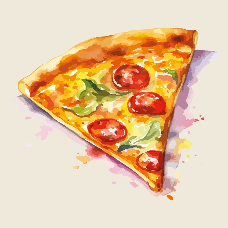 Watercolor pizza slice