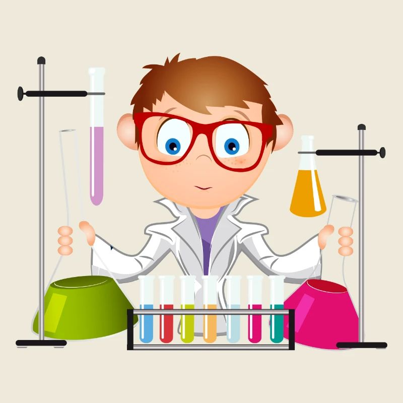 A young man as a scientist in the laboratory