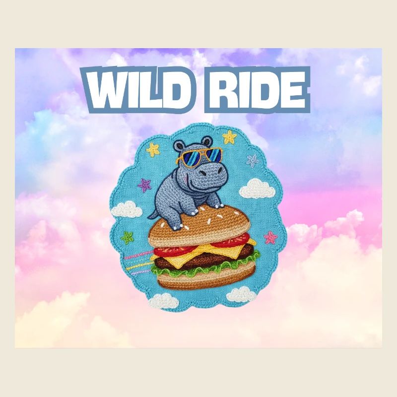 Wild Ride Hippo Burger Patch