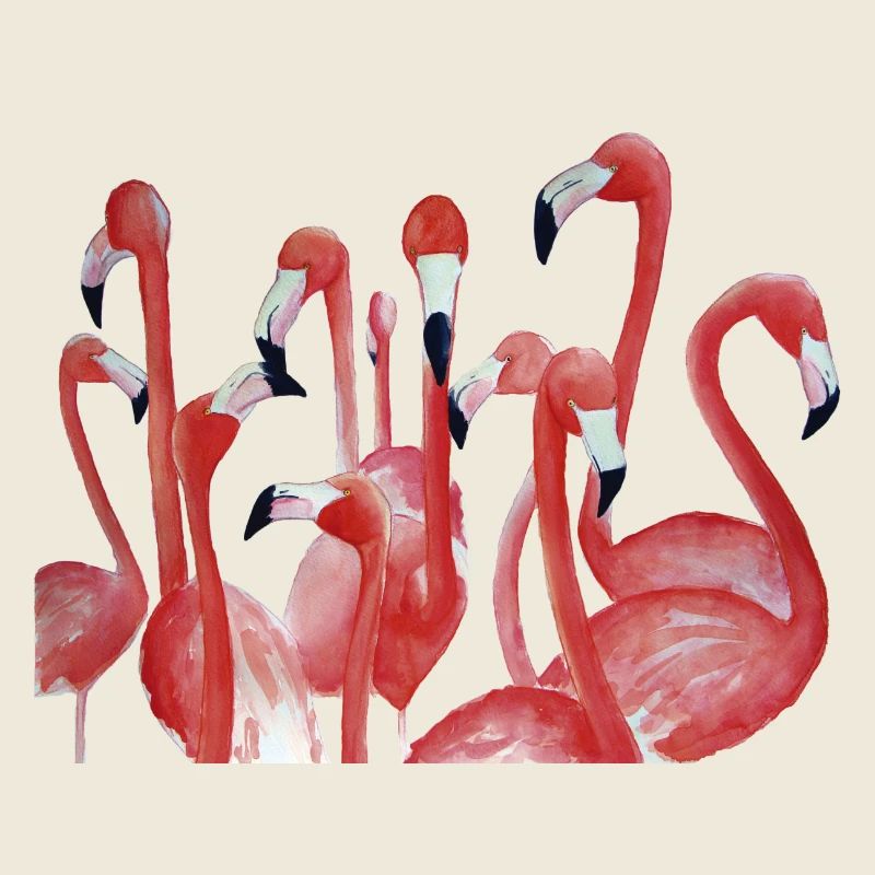 Lebendiges Flamingo-Aquarell-Ensemble