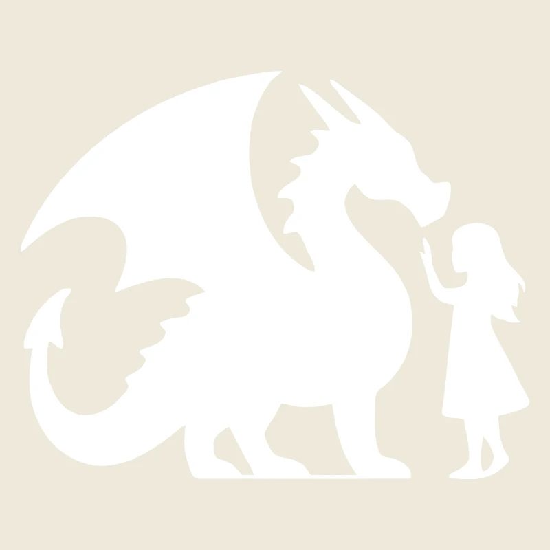 Mythischer Drache und Mädchen Silhouette Design