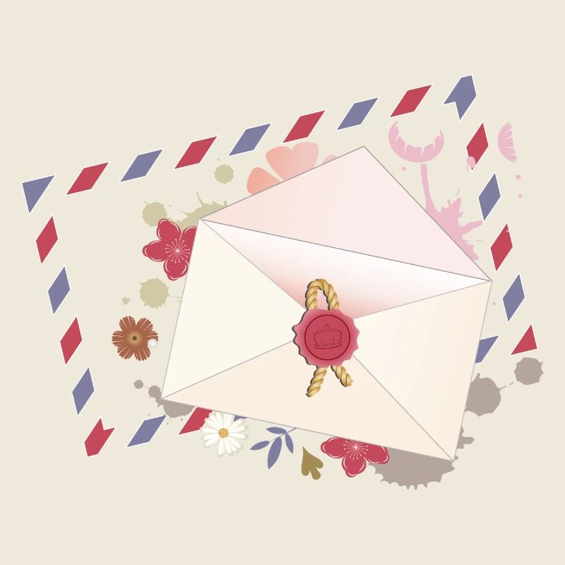 Enveloppe florale avec fleurs et bordure de la poste aérienne