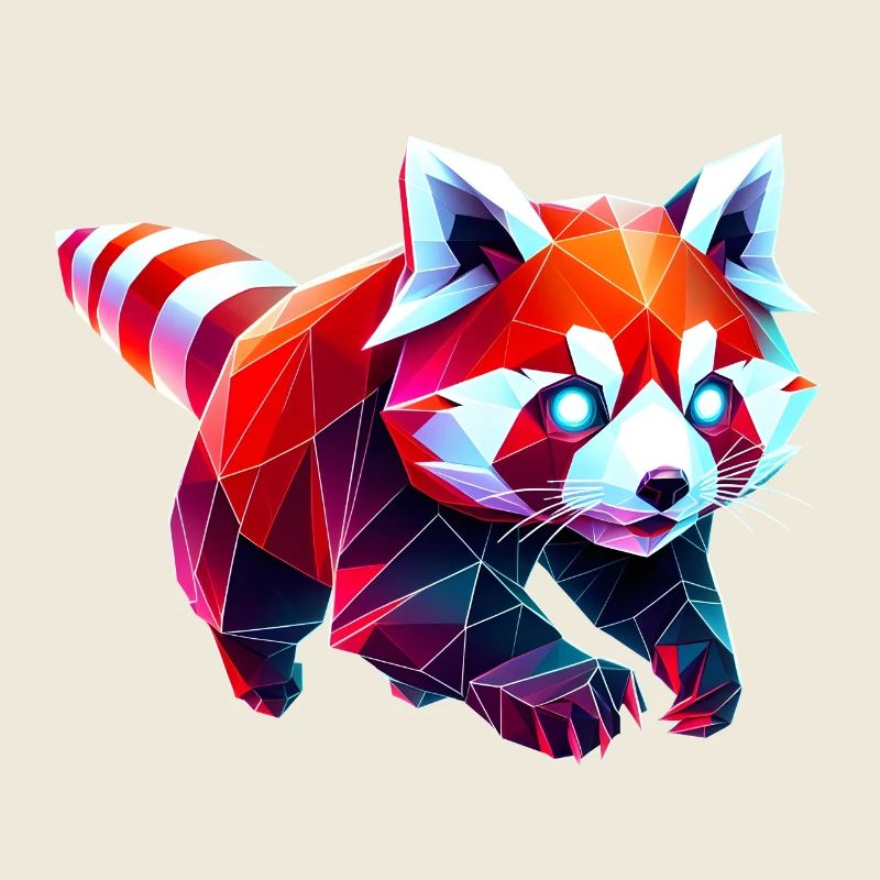 Roter Panda Origami Geometrisch 3D