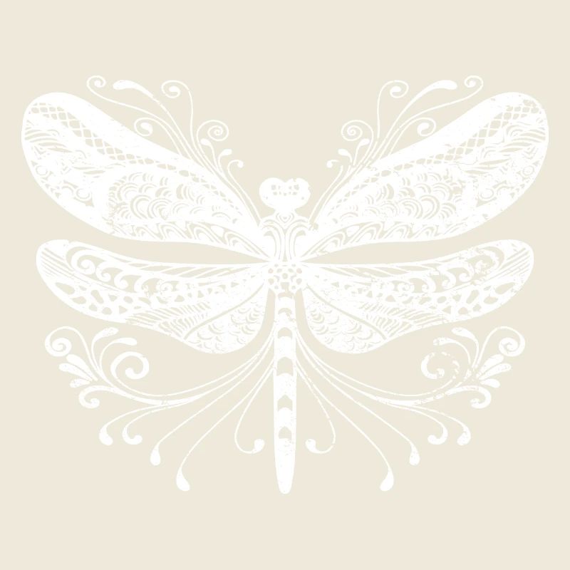 Cute Boho Dragonfly With Flourishes 