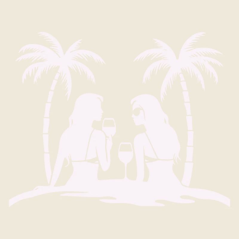 Silhouette style tropical beach night