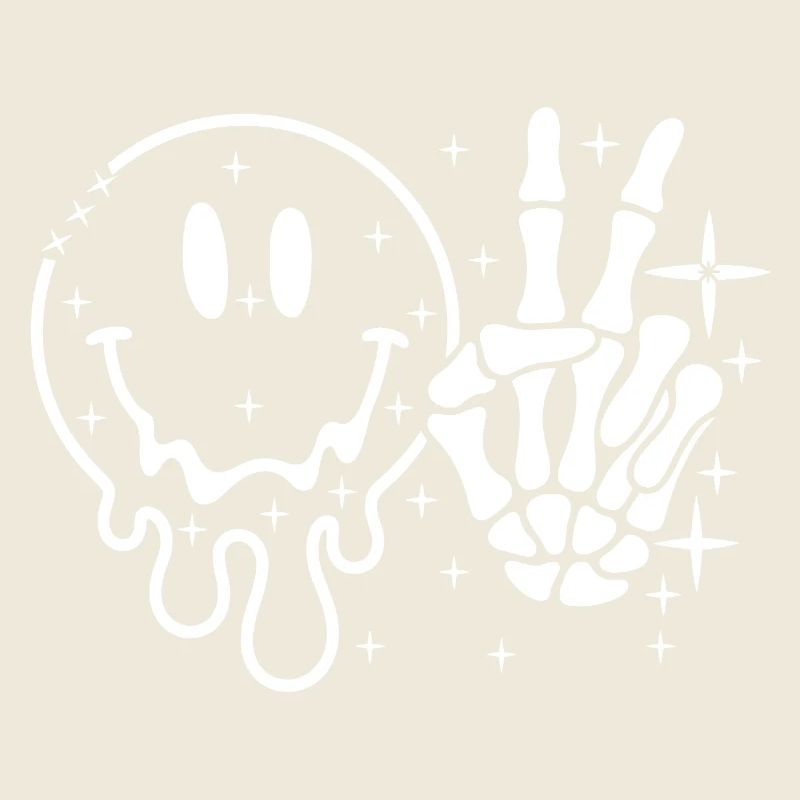 Smiley Totenkopf Peace-Hand