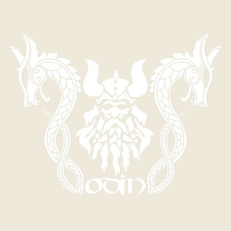 Norse god Odin and white dragons