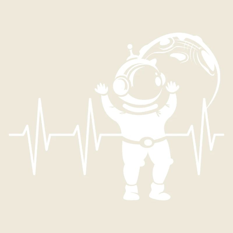 Heartbeat Astronaut Comic Pulse Space ECG Symbol