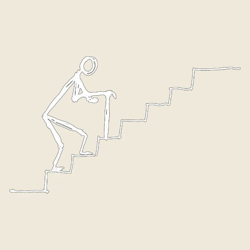 strichmaennchen senior auf treppe