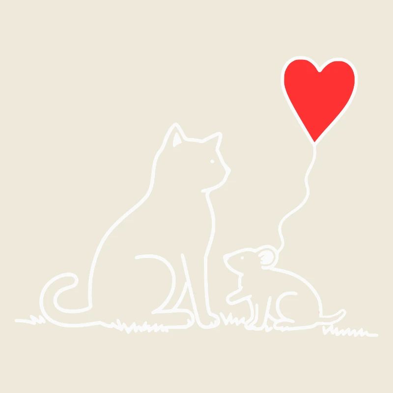 Katze und Maus mit Herzbalon