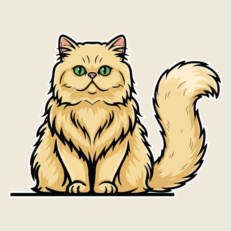 Chat Persan Crème Poil Long Portrait Vintage